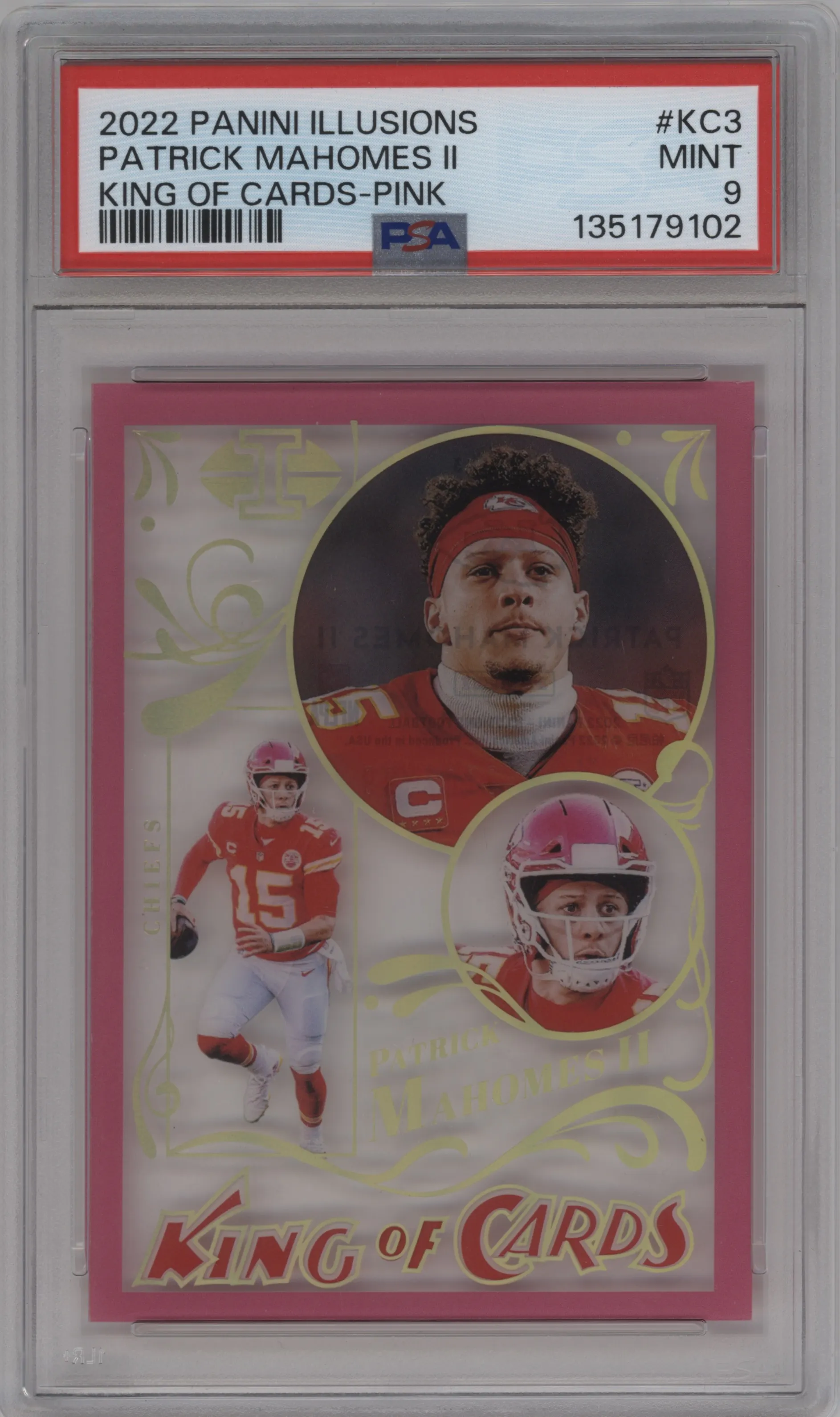 2022 Panini Illusions King of Cards Patrick Mahomes II Pink #KC-3 PSA 9