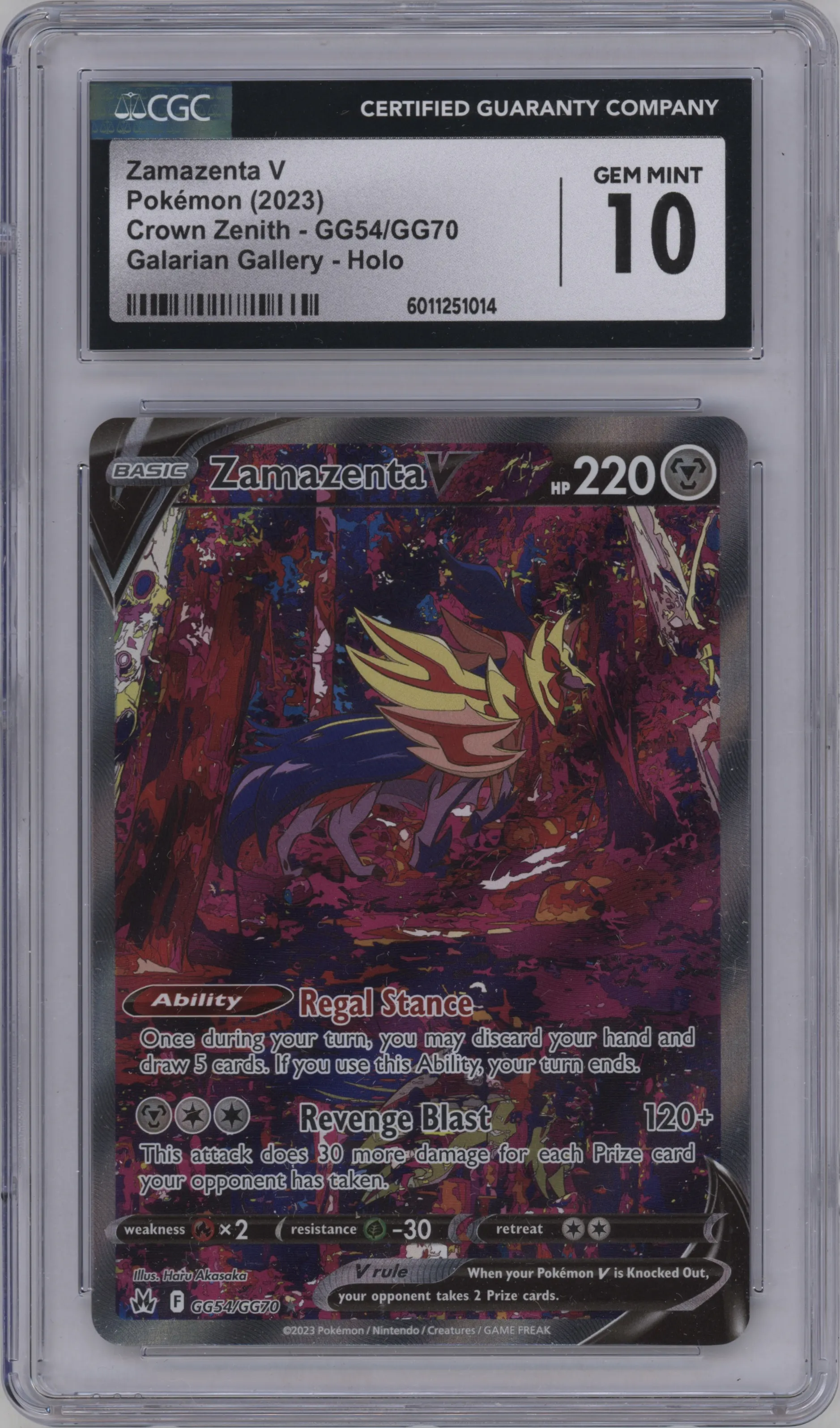 2023 Pokemon SWSH Crown Zenith GG Zamazenta V #GG54 CGC 10