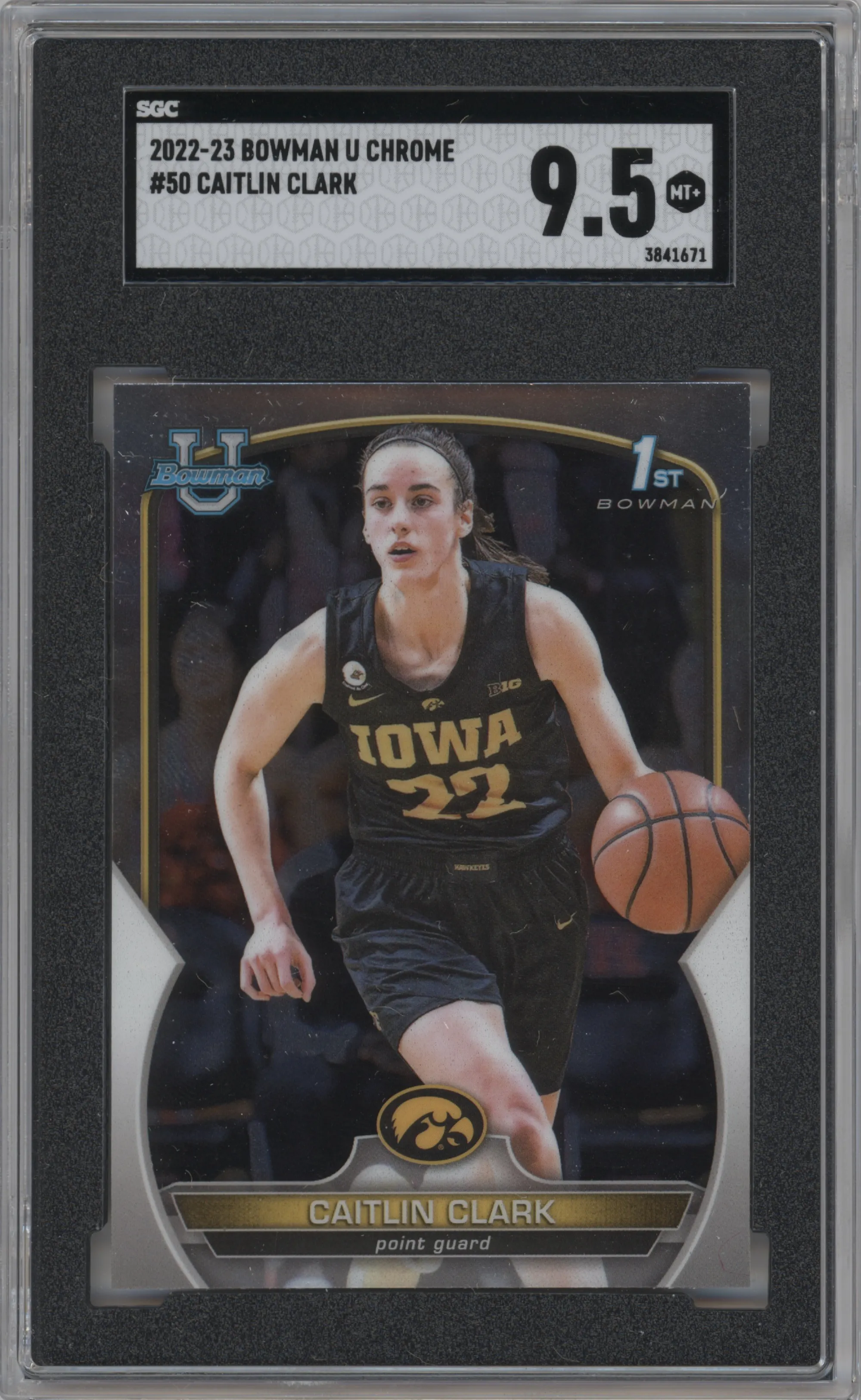 2022 Bowman University Chrome Caitlin Clark SGC 9.5