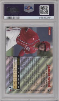 James Wood from the 2022 Bowman Heritage set featuring a Red Refractor parallel graded by PSA and given an overall grade of 10.