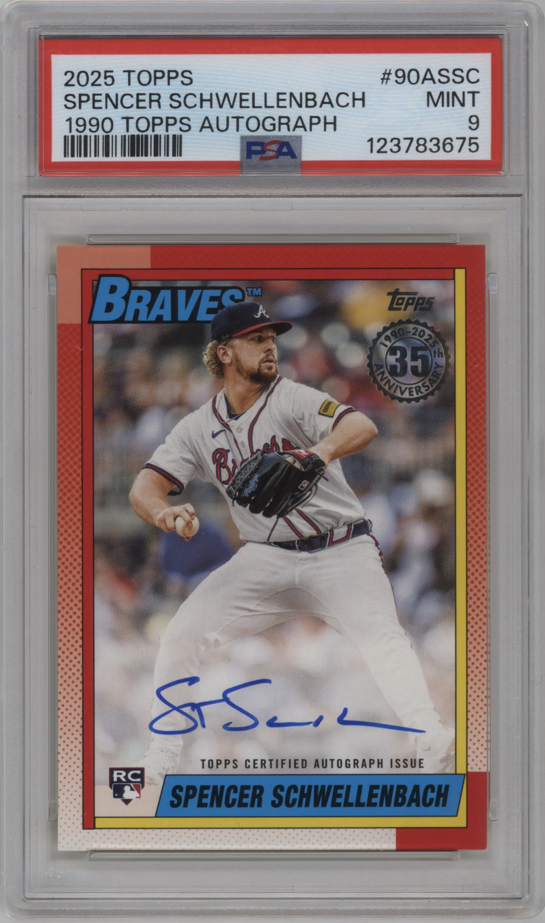 2025 Topps 1990 35th Anniv.Auto Spencer Schwellenbach #90A-SSC PSA 9