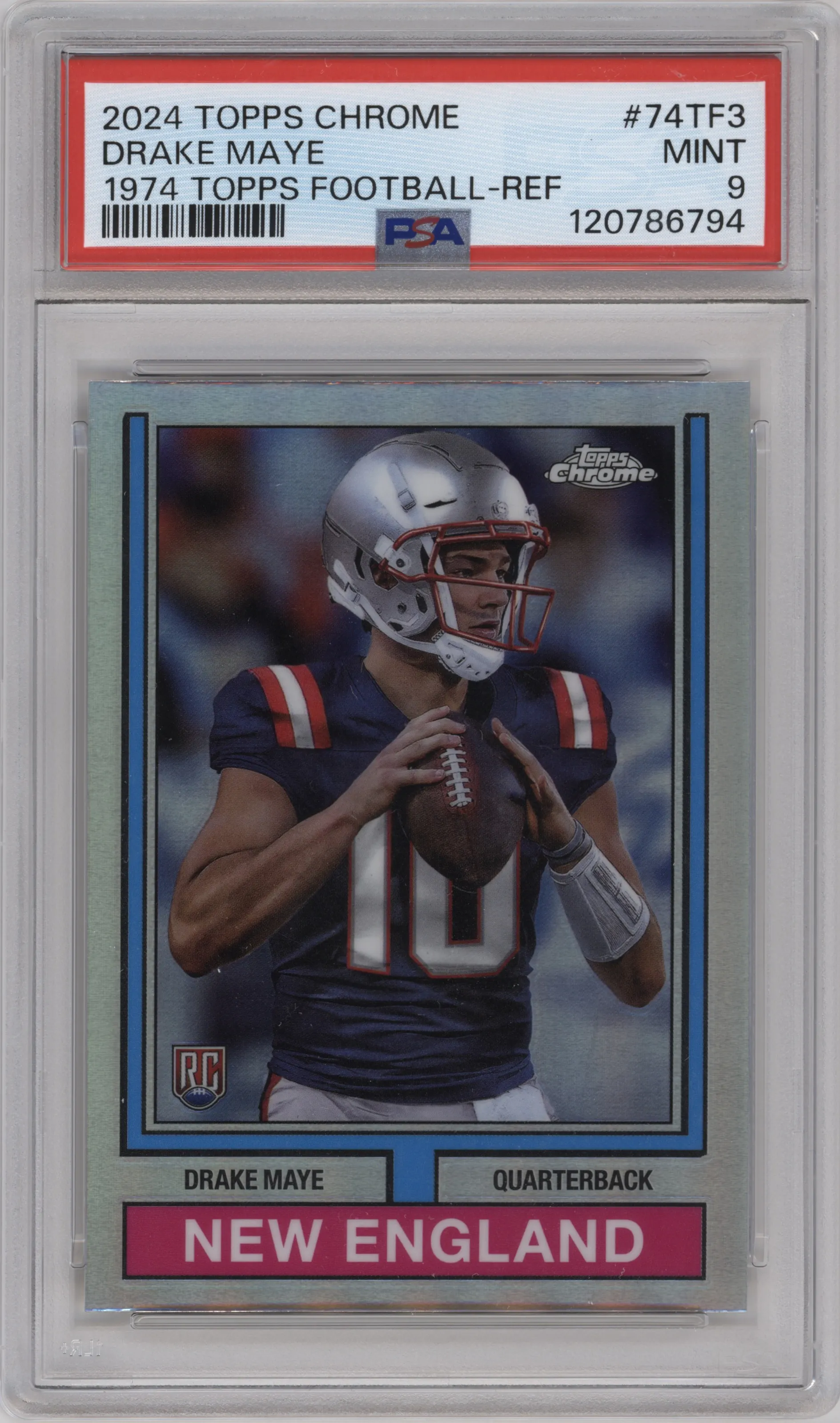2024 Topps Chrome 1974 Drake Maye Refractor PSA 9