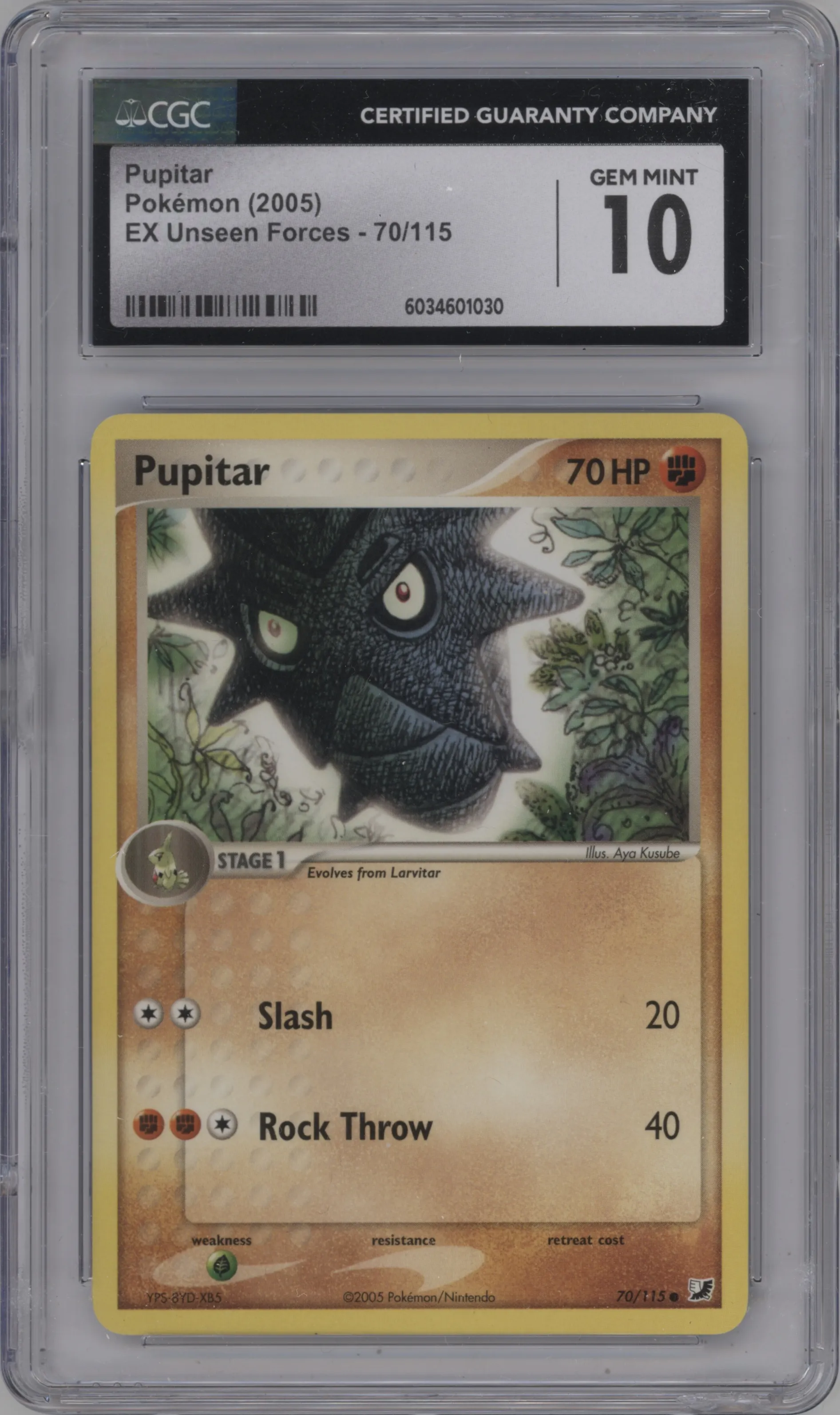 2005 Pokemon EX Unseen Forces Pupitar CGC 10