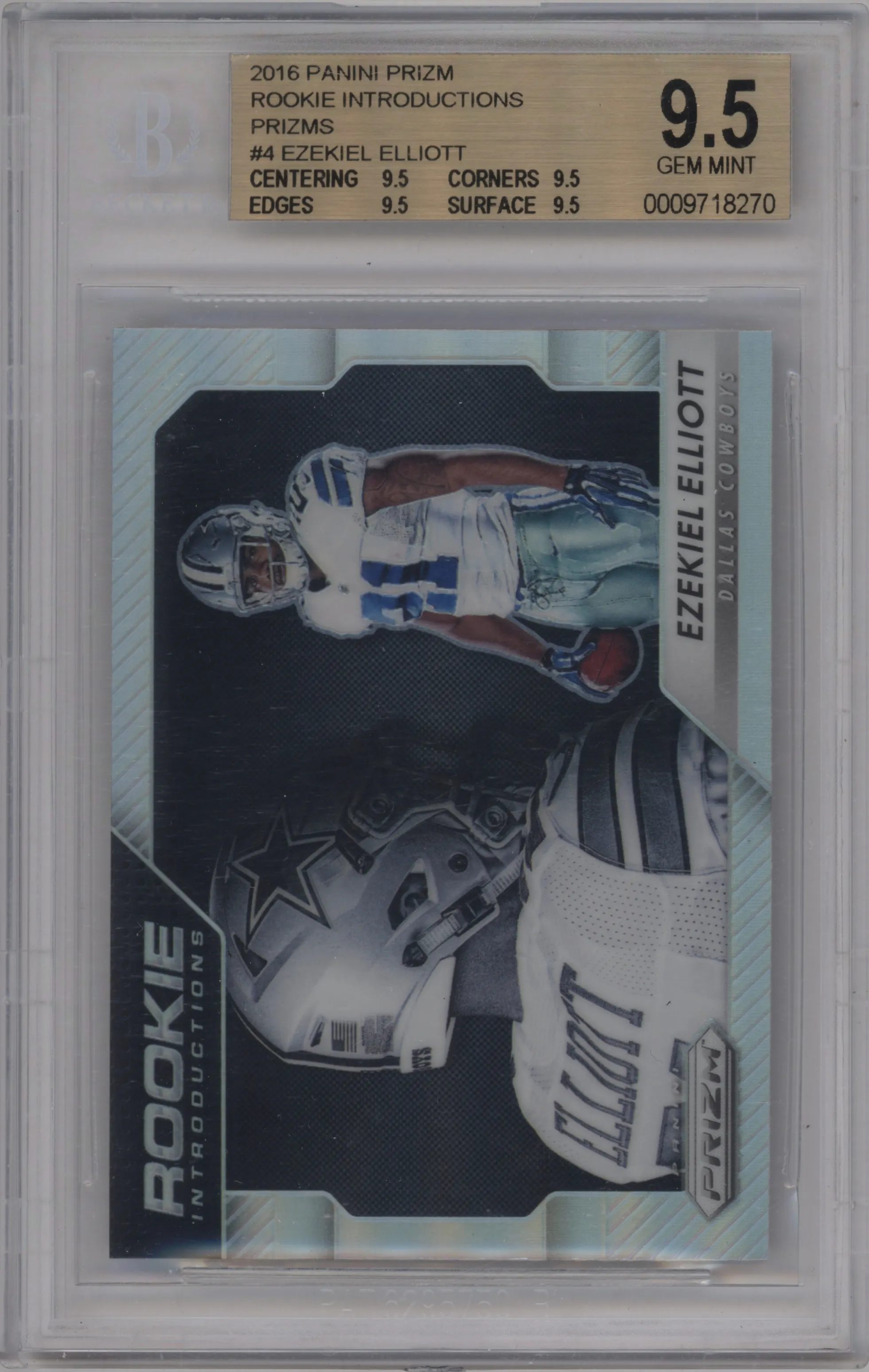 2016 Panini Prizm Rke.Introductions Ezekiel Elliott BGS 9.5