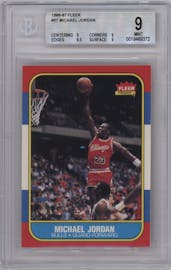 Michael Jordan from the 1986-87 Fleer set graded by Beckett and given an overall grade of 9.