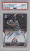 Wyatt Langford from the 2023 Bowman Draft set graded by PSA and given an overall grade of 10.