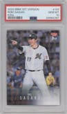 Roki Sasaki from the 2024 BBM set featuring a Kira parallel graded by PSA and given an overall grade of 10.