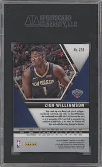 Zion Williamson  from the 2019-20 Panini Mosaic  set graded by SGC and given an overall grade of 9.5.