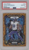 Justin Jefferson from the 2023 Panini Prizm set featuring a Disco parallel graded by PSA and given an overall grade of 10.