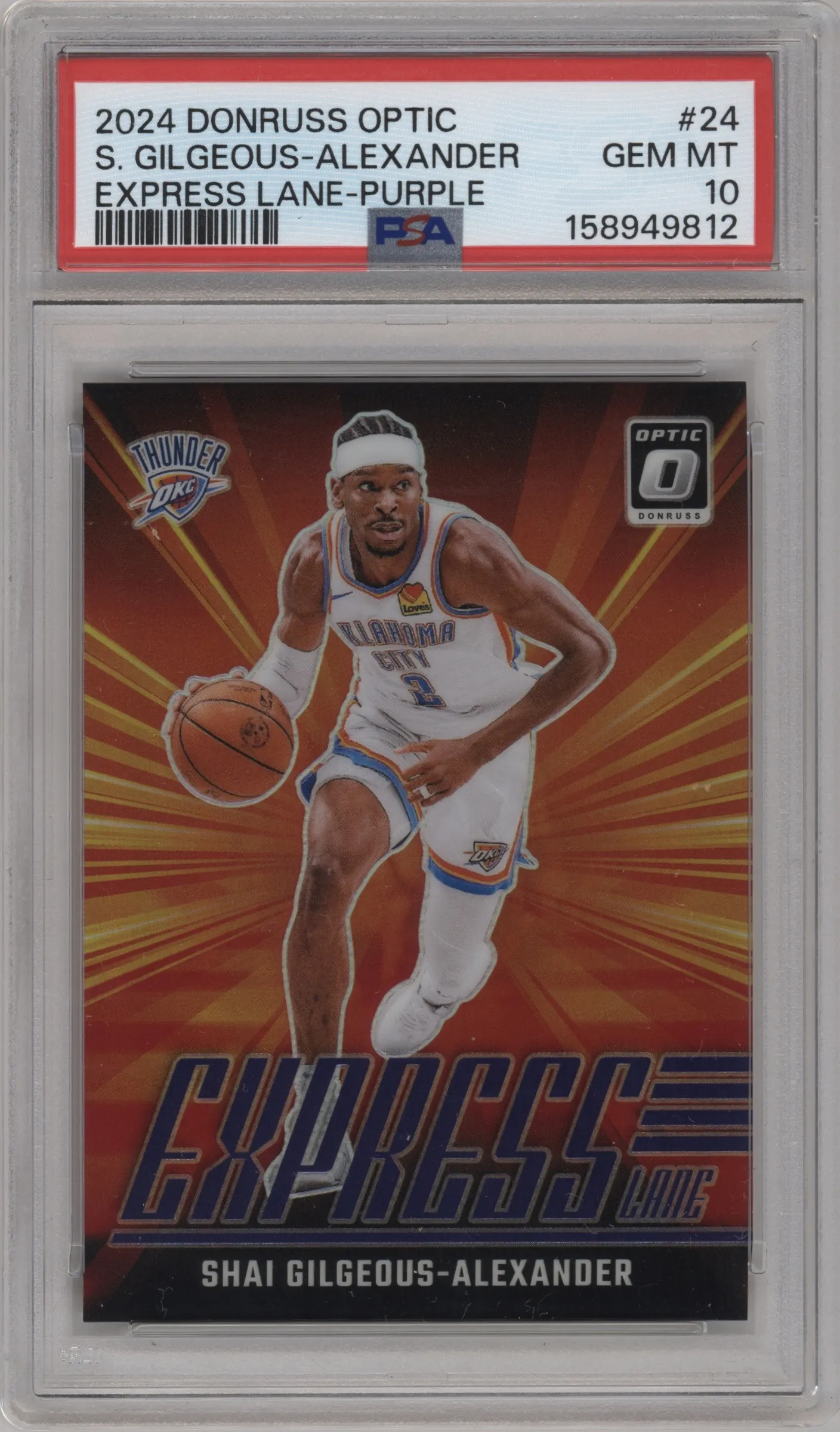 2024 Donruss Optic Express Lane Shai Gilgeous-Alexander Purple PSA 10