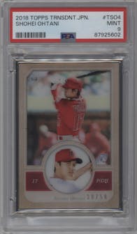 Shohei Ohtani from the 2018 Topps Transcendent Collection Japan Edition set graded by PSA and given an overall grade of 9.