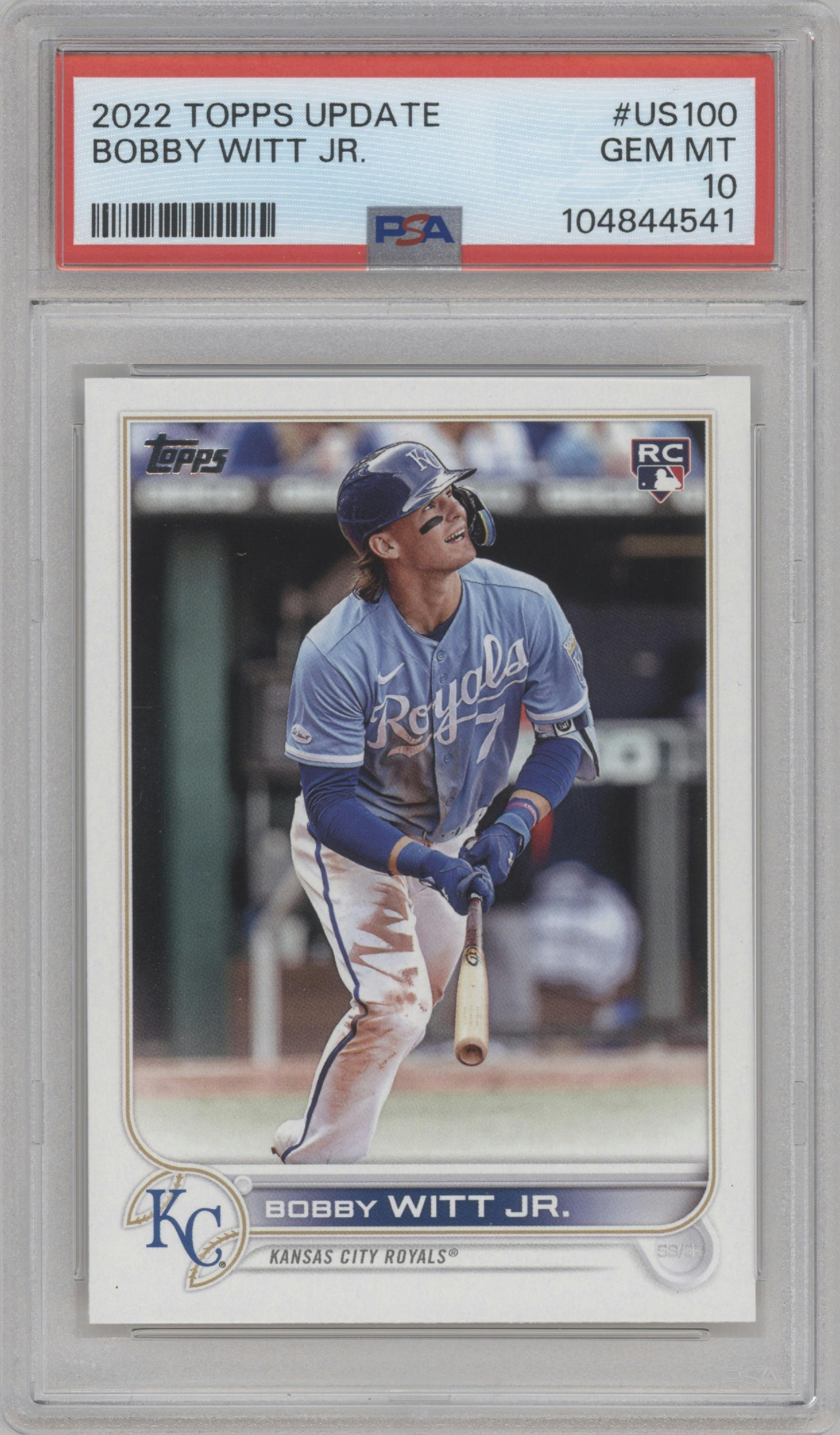 Bobby Witt Jr. from the 2022 Topps Update  set graded by PSA and given an overall grade of 10.