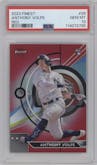 Anthony Volpe from the 2023 Topps Finest set featuring a Red Refractor parallel graded by PSA and given an overall grade of 10.