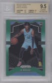 Ja Morant from the 2019-20 Panini Prizm set featuring a Green Prizm parallel graded by Beckett and given an overall grade of 9.5.