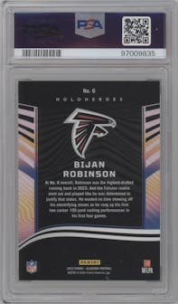 Bijan Robinson from the 2023 Panini Illusions set graded by PSA and given an overall grade of 8.