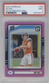 Bo Nix from the 2024 Donruss set featuring a Pink parallel graded by PSA and given an overall grade of 9.