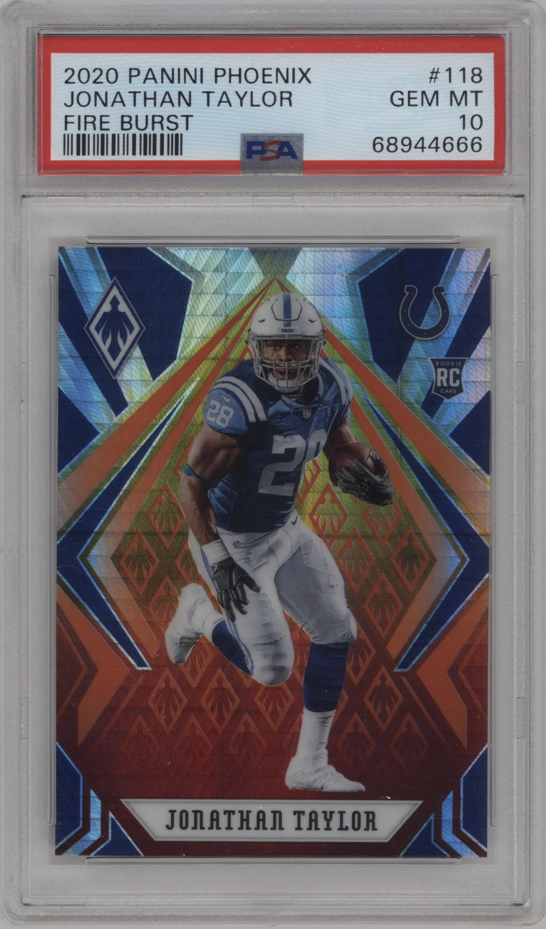 2020 Panini Phoenix Jonathan Taylor Fire Burst #118 PSA 10