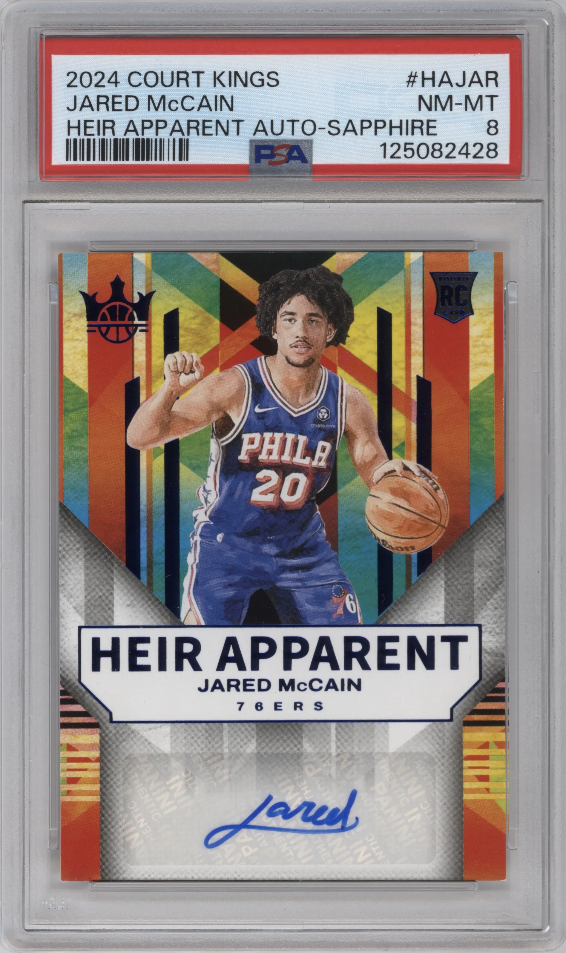 2024 Panini Court Kings Heir Apparent Jared McCain Sapphire #HA-JAR PSA 8