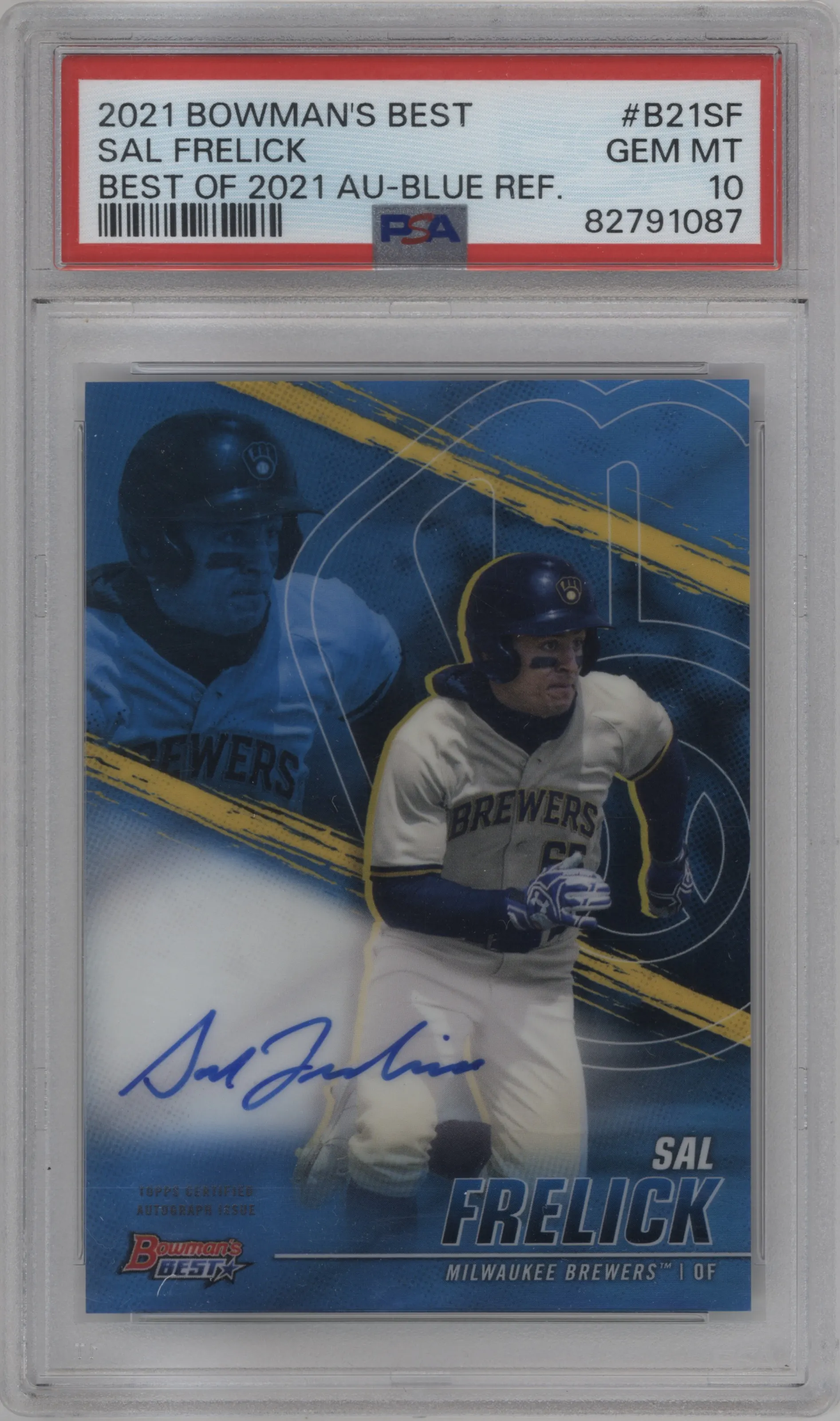 2021 Bowman’s Best Best of '21 Auto Sal Frelick Blue Refractor #B21-SF PSA 10