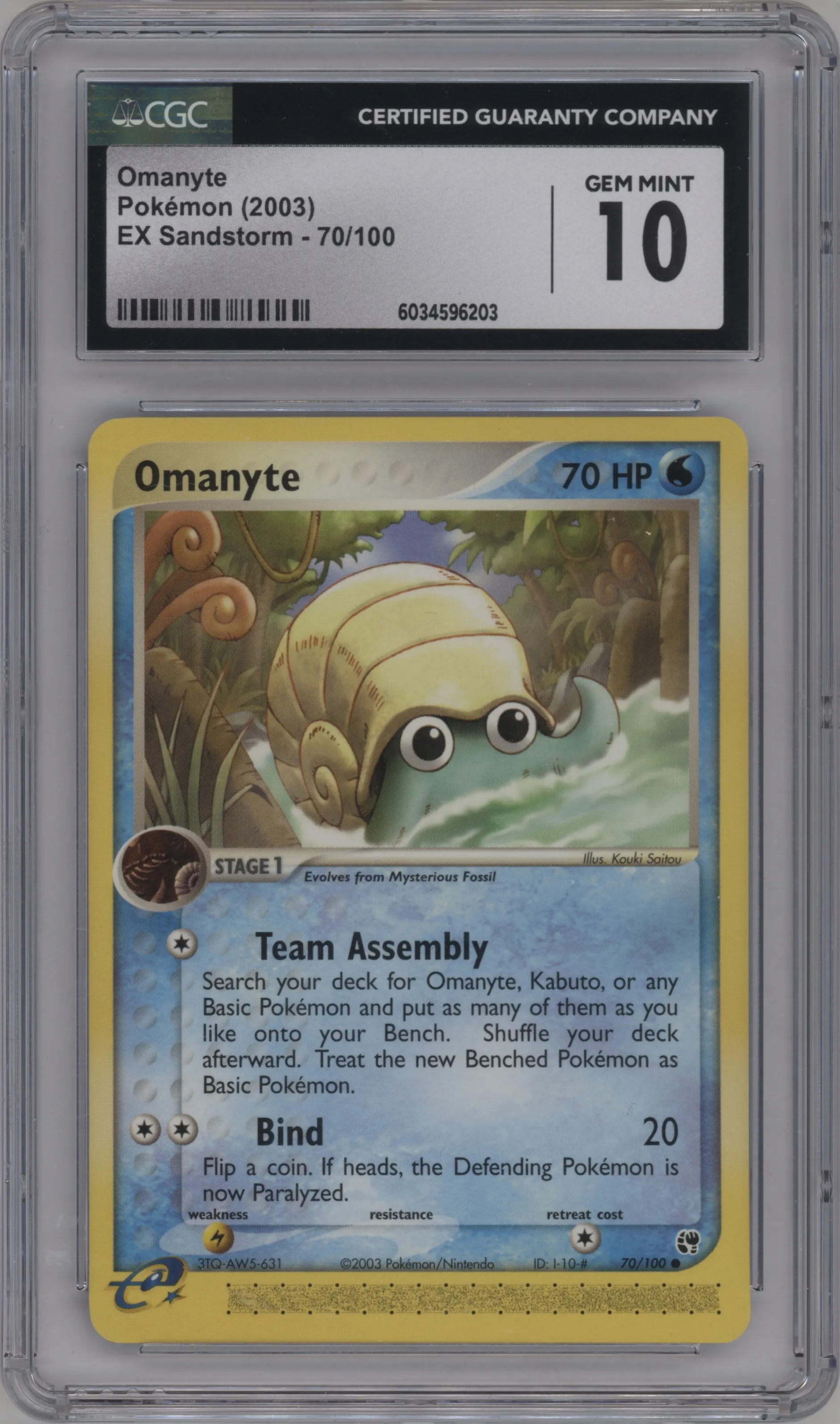 2003 Pokemon EX Sandstorm Omanyte CGC 10