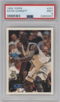 Kevin Garnett from the 1995-96 Topps set graded by PSA and given an overall grade of 9.