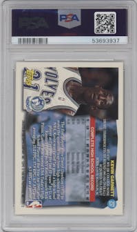 Kevin Garnett from the 1995-96 Topps set graded by PSA and given an overall grade of 9.