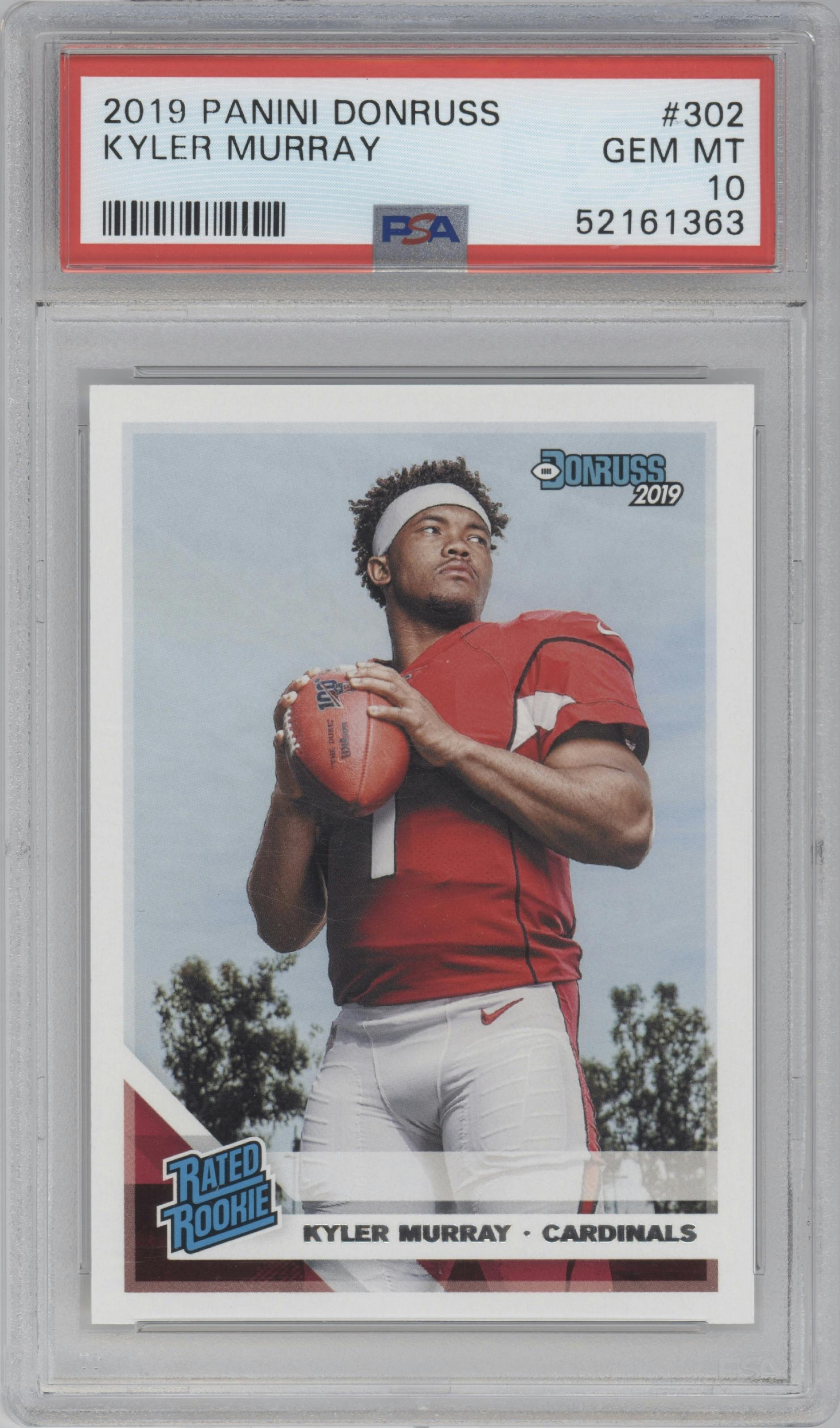Kyler Murray from the 2019 Panini Donruss set graded by PSA and given an overall grade of 10.