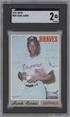 Hank Aaron from the 1970 Topps set graded by SGC and given an overall grade of 2.