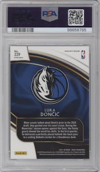 Luka Doncic from the 2018-19 Panini Select  set featuring a Zebra parallel graded by PSA and given an overall grade of 10.