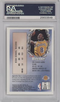 Kobe Bryant from the 1996-97 Topps Finest set graded by PSA and given an overall grade of 10.