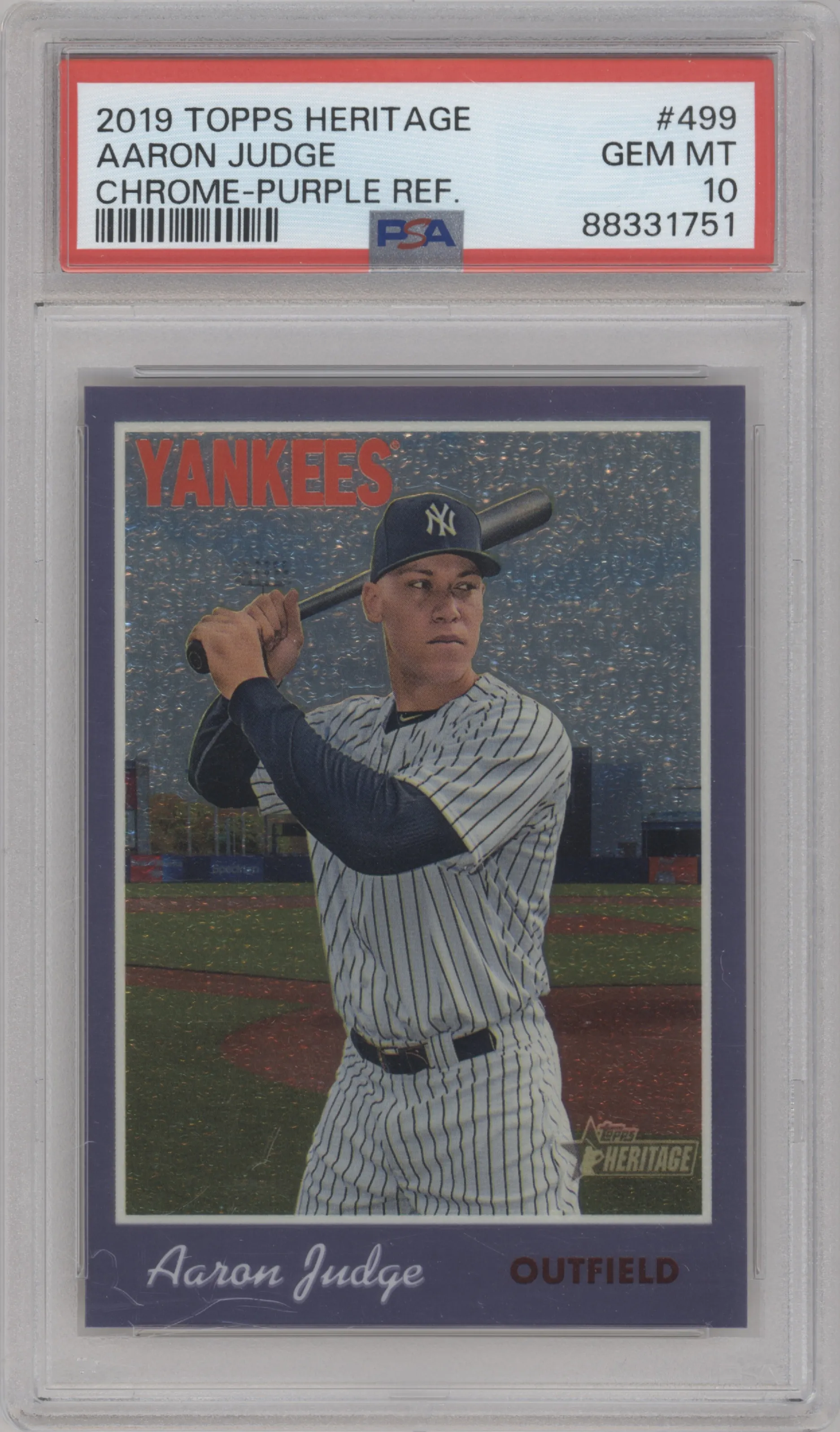 2019 Topps Heritage Chrome Aaron Judge Purple Refractor #THC-499 PSA 10