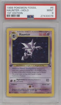 Haunter from the 1999 Pokemon set graded by PSA and given an overall grade of 9.