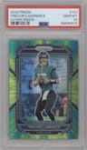 Trevor Lawrence  from the 2022 Panini Prizm set featuring a Hyper  parallel graded by PSA and given an overall grade of 10.