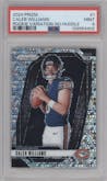 Caleb Williams from the 2024 Panini Prizm set featuring a No Huddle parallel graded by PSA and given an overall grade of 9.