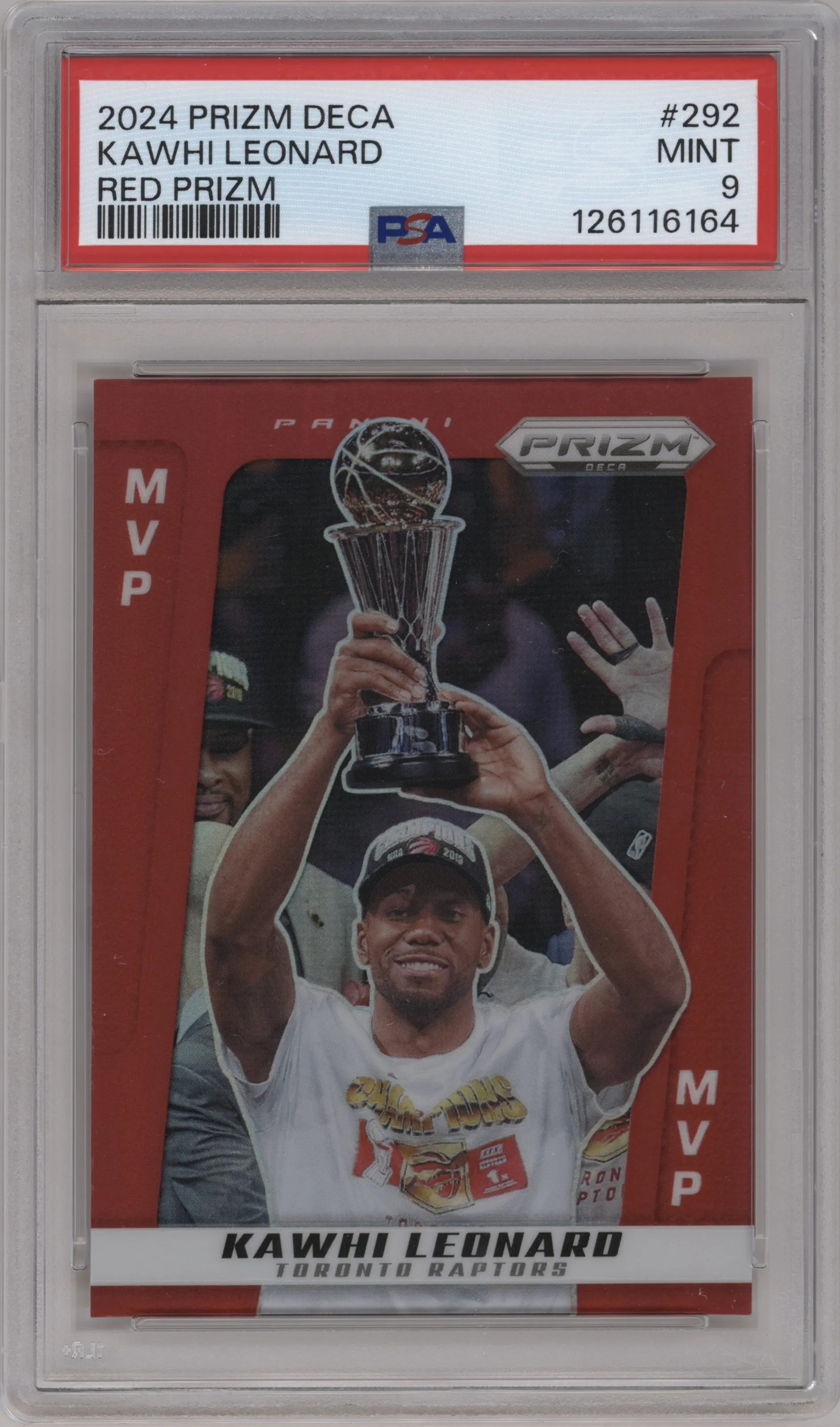 2024 Panini Prizm Deca Kawhi Leonard Red Prizm #292 PSA 9