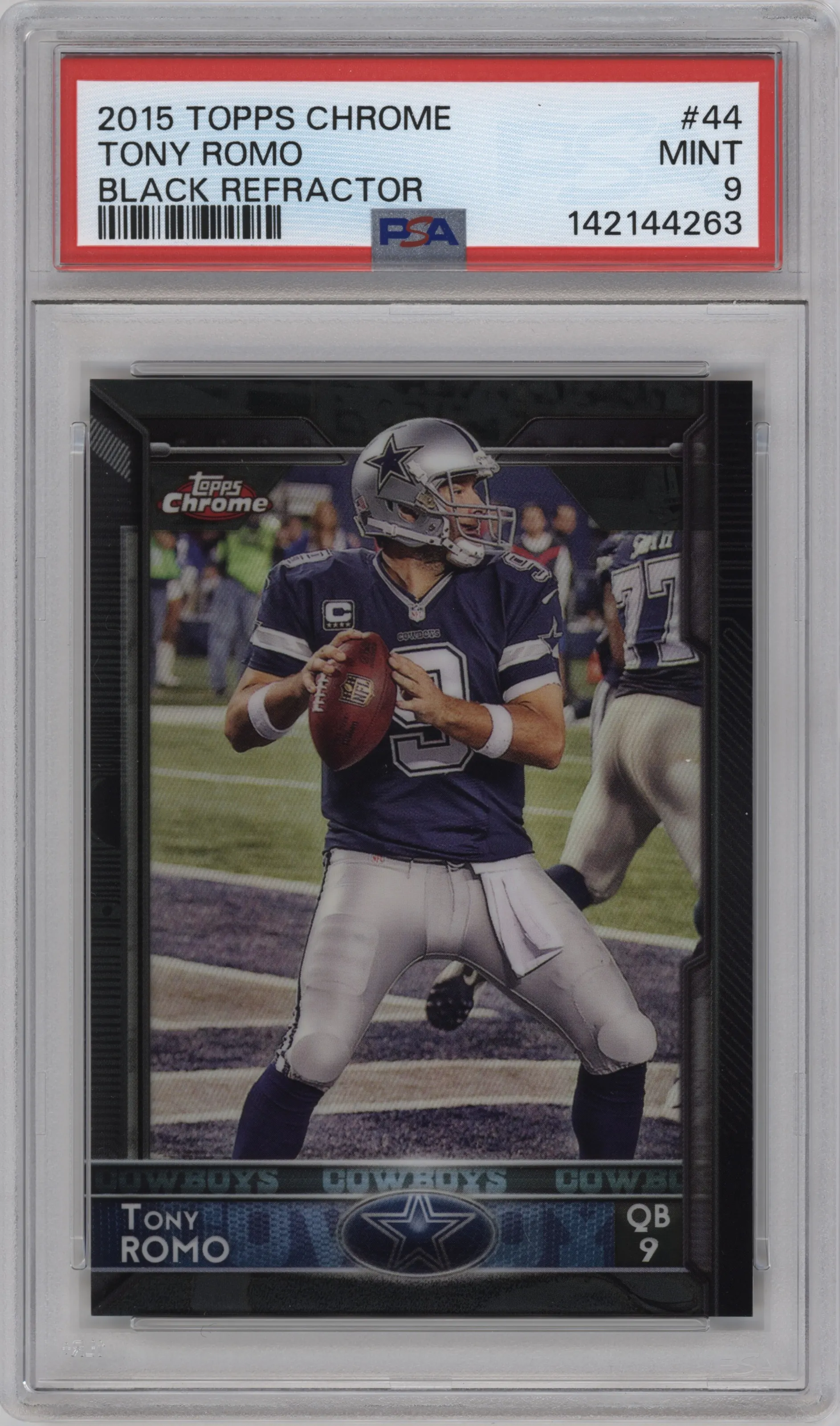 2015 Topps Chrome Tony Romo Black Refractor #44 PSA 9