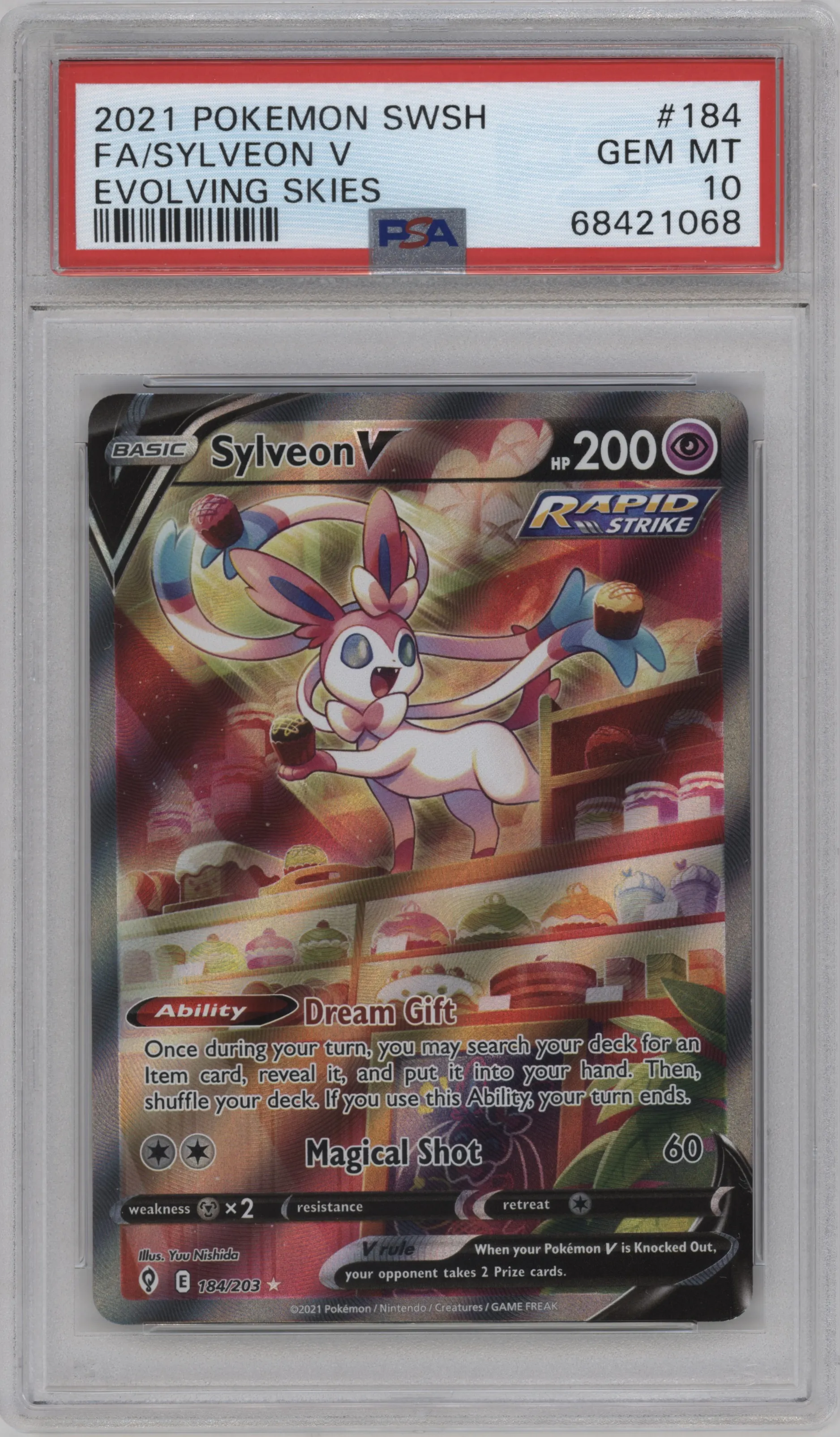 2021 Pokemon SWSH Evolving Skies Sylveon V #184 PSA 10
