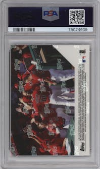Shohei Ohtani from the 2018 Topps Now set graded by PSA and given an overall grade of 10.