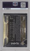 Drew Brees from the 2015 Topps Chrome set featuring a STS Camo Refractor parallel graded by PSA and given an overall grade of 10.
