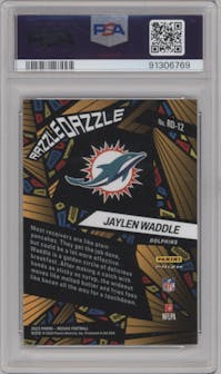 Jaylen Waddle from the 2023 Panini Mosaic set graded by PSA and given an overall grade of 10.