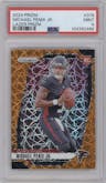 Michael Penix Jr. from the 2024 Panini Prizm set featuring a Lazer Prizm parallel graded by PSA and given an overall grade of 9.