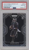 Jalen Hurts from the 2020 Panini Chronicles set graded by PSA and given an overall grade of 10.