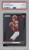 Jayden Daniels from the 2024 Panini Prizm set graded by PSA and given an overall grade of 10.