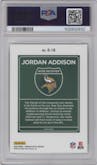 Jordan Addison from the 2023 Donruss Optic set graded by PSA and given an overall grade of 10.