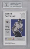 Rashod Bateman from the 2021 Panini Encased set featuring a Sapphire parallel graded by Beckett and given an overall grade of 9.