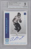 Rashod Bateman from the 2021 Panini Encased set featuring a Sapphire parallel graded by Beckett and given an overall grade of 9.