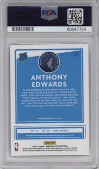 Anthony Edwards from the 2020-21 Panini Donruss Optic set graded by PSA and given an overall grade of 10.