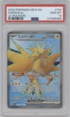 Zapdos EX from the 2023 Pokemon SV set graded by PSA and given an overall grade of 10.