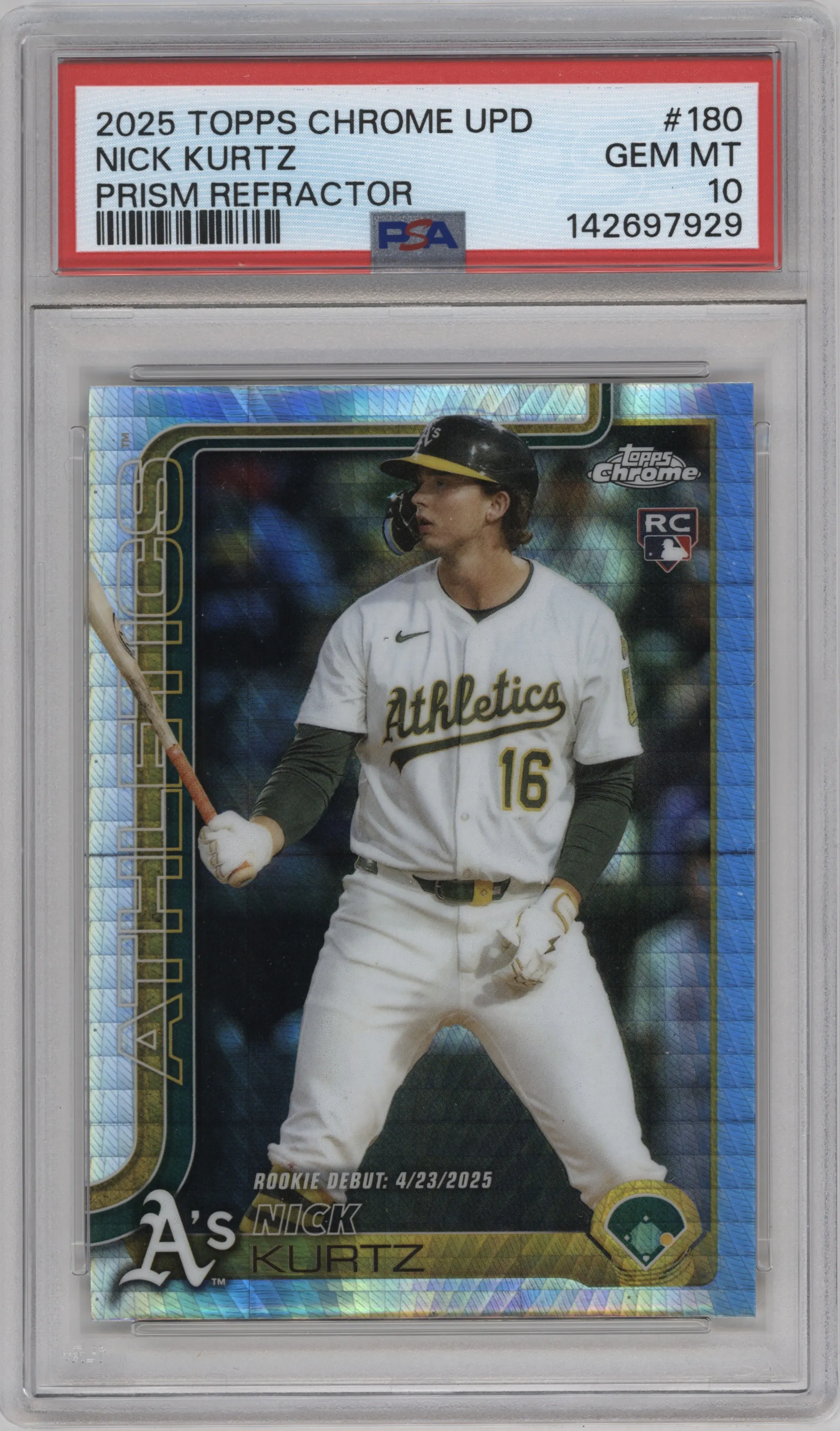 2025 Topps Chrome Update Nick Kurtz Prism Refractors #USC180 PSA 10