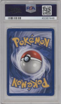 Meganium from the 2000 Pokemon Neo Genesis set graded by PSA and given an overall grade of 8.